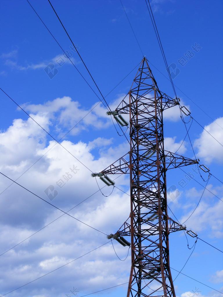 天空高压电塔背景图片