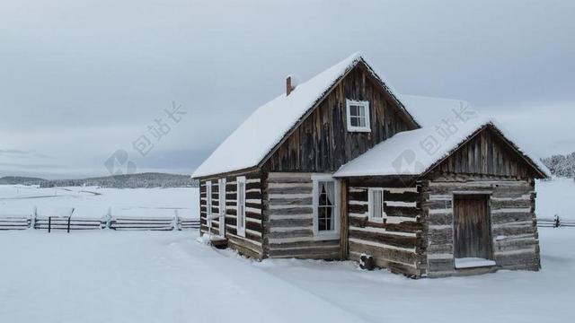 雪 小木屋 机舱 冬天 乡村 篱笆 日志 房子 木 天气