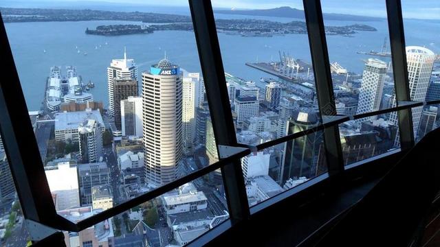 天空城塔视图 海港 新西兰 奥克兰 天际线 市容 市中心