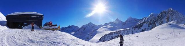 全景 山 滑雪 雪 驱动器 滑雪板 蒂罗尔 STUBAI冰川