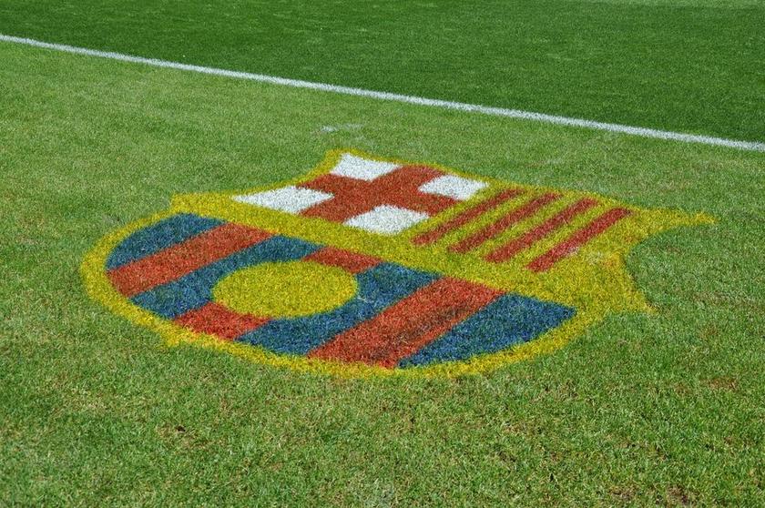 巴塞罗那 足球 草 线 徽标