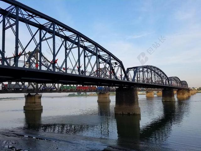 鸭绿江 风景 丹东 桥 城市的