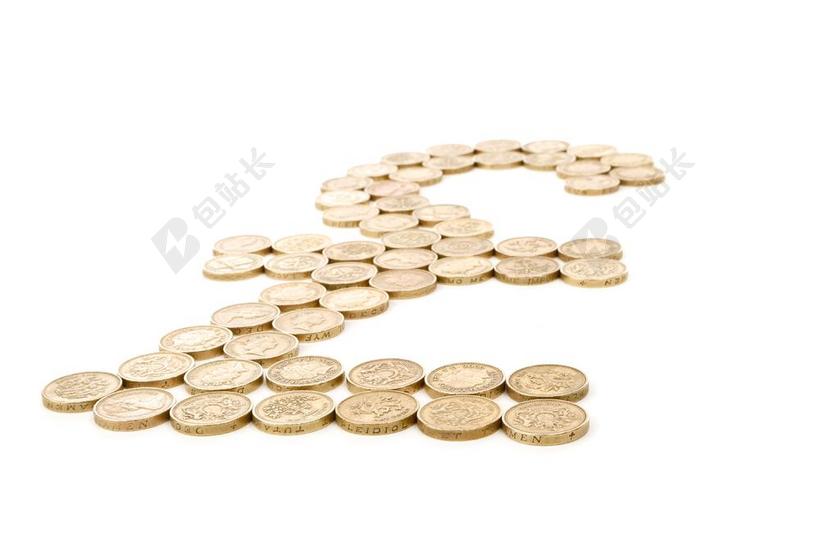 金融商务用硬币拼凑LOGO背景图片