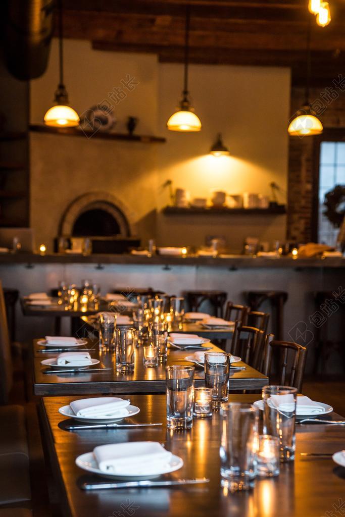 餐厅咖啡厅餐厅内部晚餐背景图片