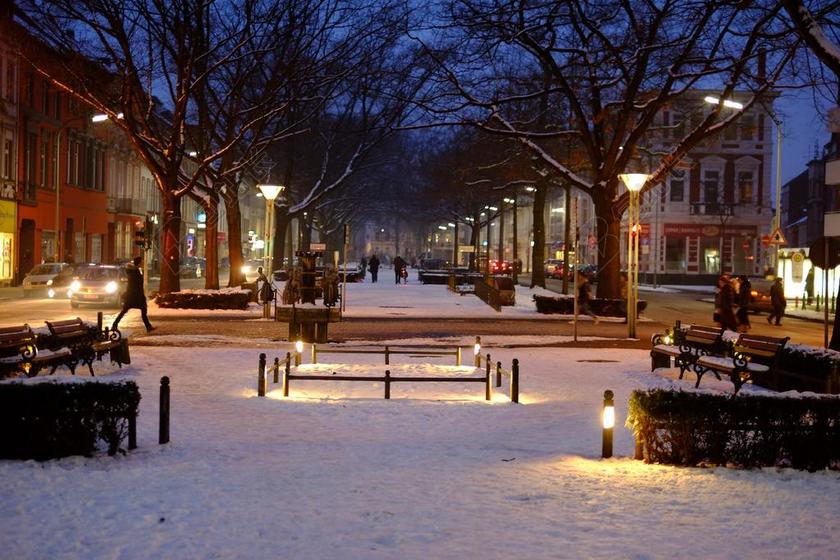 KREFELD 冬天 城市 雪 ABENDSTIMMUNG