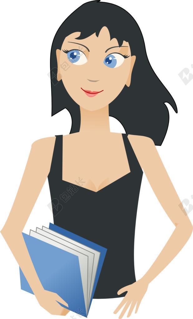 白色艺术简约女性学生人像设计背景图片