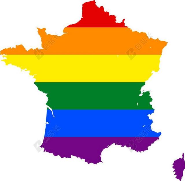 彩虹条纹 法国 符号 LGBT GLBT 骄傲 旗帜 图标