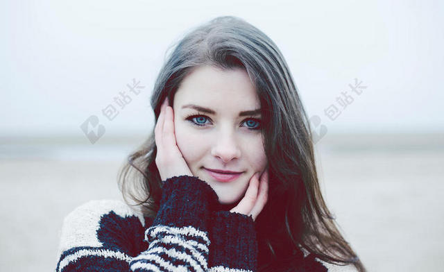 时尚面部特写女孩背景图片