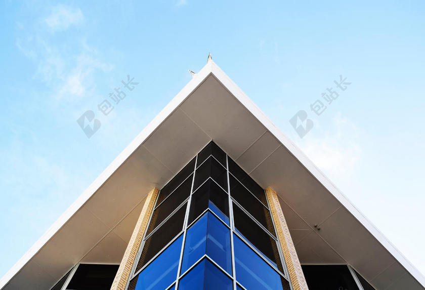 蓝色建筑唯美室外建设机构大学设计背景图片