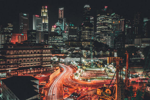现代化城市高楼大厦夜景图片