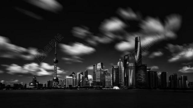 黑色摄影唯美高楼大厦城市背景图片