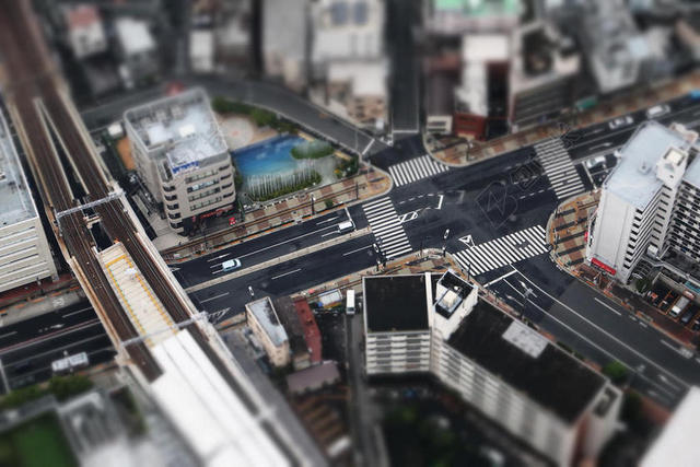 天空中俯瞰的都市背景图片