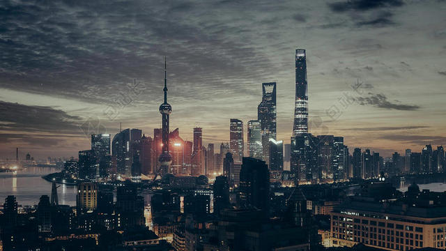 建筑现代繁华夜幕下的霓虹都市城市景观夜景背景图片