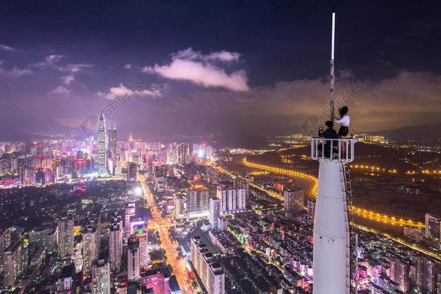 彩色景观繁华夜晚霓虹都市城市夜景景观背景图片
