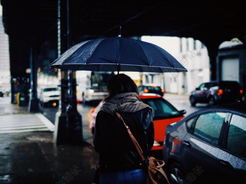 雨天打伞的女孩背景图片