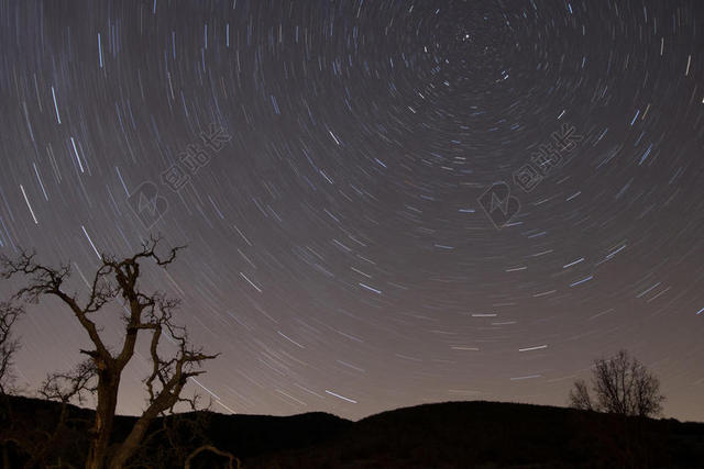 夜晚旋转的星星背景图片
