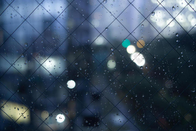 摄影玻璃下雨天宣传背景图片