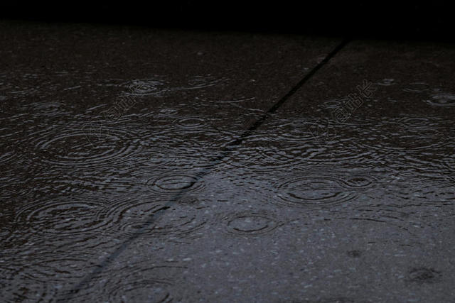 路面的积水和雨滴背景图片