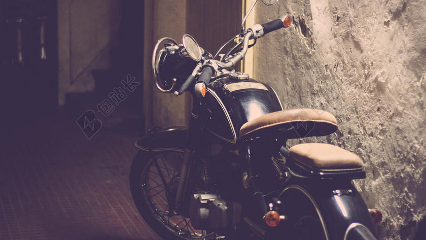 摄影复古老式摩托车背景图片