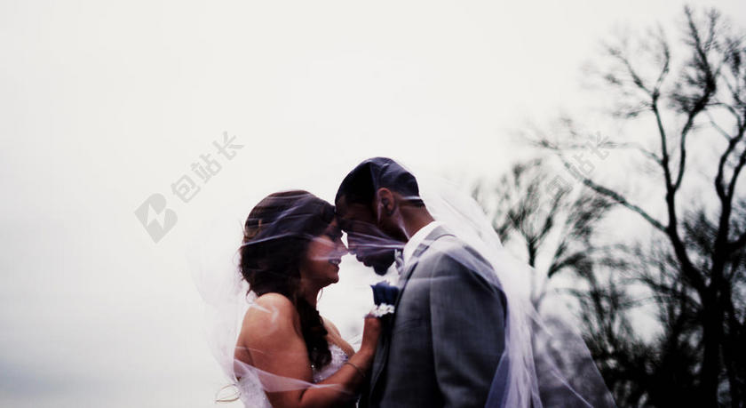 摄影唯美浪漫婚礼情侣接吻背景图片