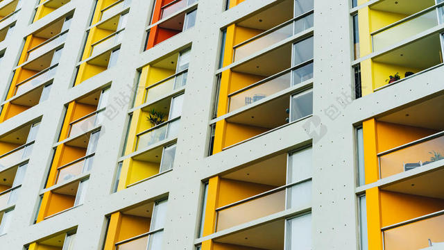 建筑整洁阳台窗户一致建筑设计装潢背景图片
