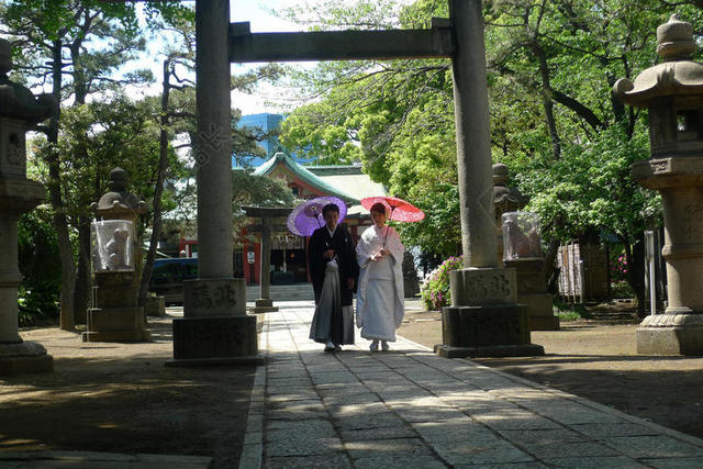 日本寺庙里的女人背景图片