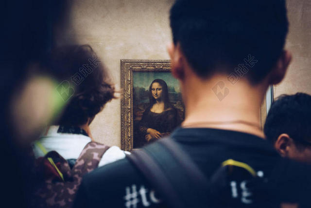 美术馆里的蒙拉丽莎油画背景图片
