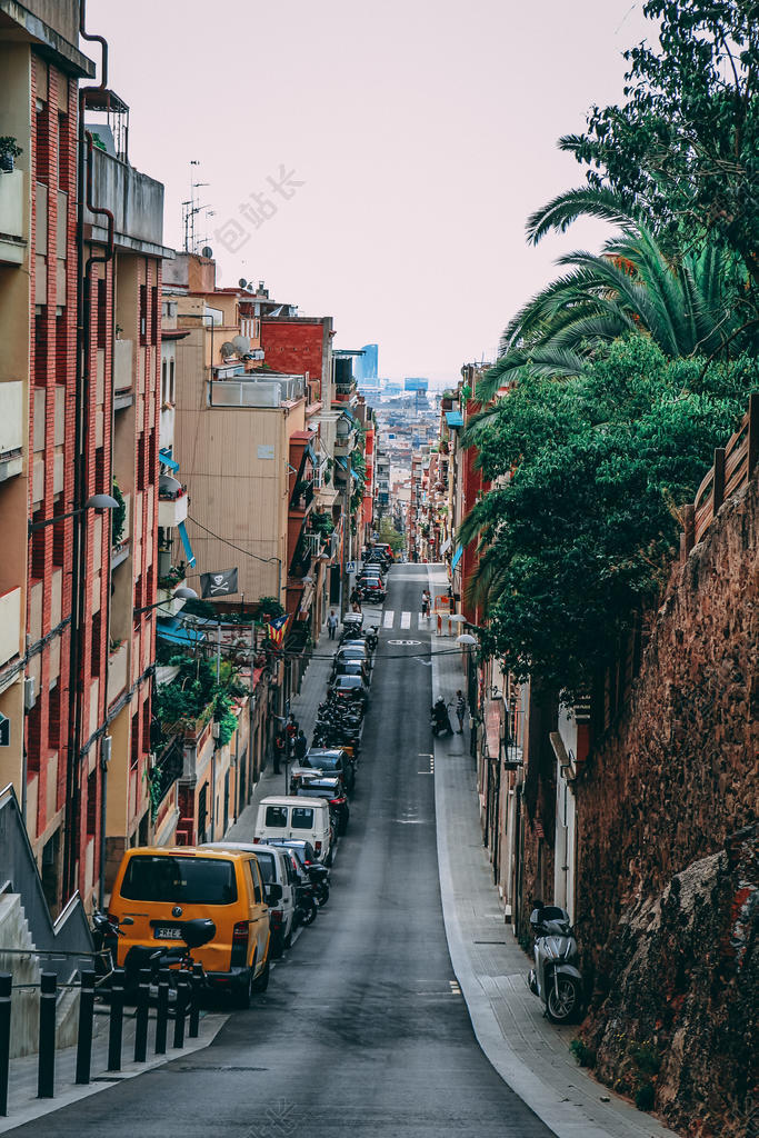 建筑学 巴塞罗那 建筑 汽车 城市 市中心 路面 路 西班牙 街道 镇 旅行 城市的 车辆 公众的 域 图像