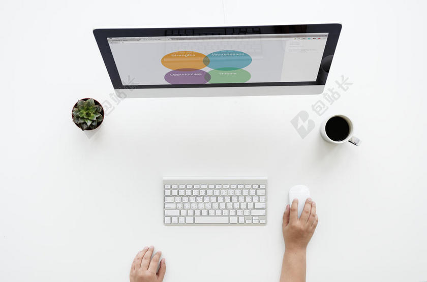 苹果 咖啡因 咖啡 咖啡 杯子 计算机 杯子 书桌 手 室内植物 IMAC 键盘 营销 班长 鼠标 杯子 PC 人 植物 屏幕 SWOT分析 桌子 技术 工作 工作 工作场所 工作区