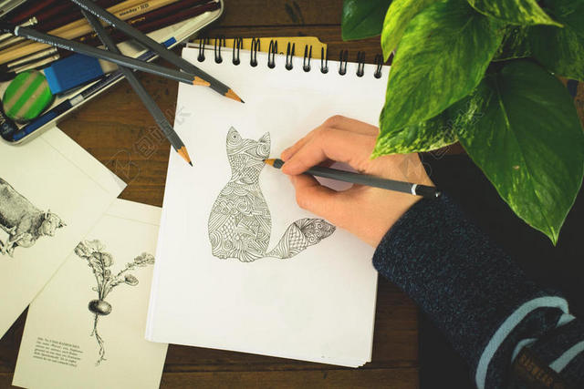 画插画的手背景图片