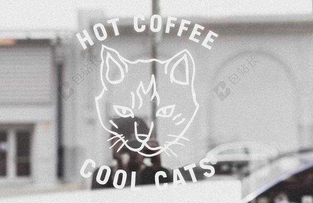 标牌创意玻璃上的猫咪英文字标语标语设计背景图片
