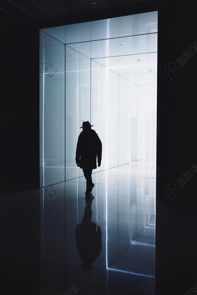昏暗走道里的男人背景图片