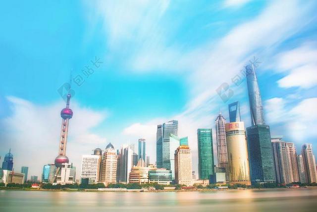 江边的上海都市背景图片