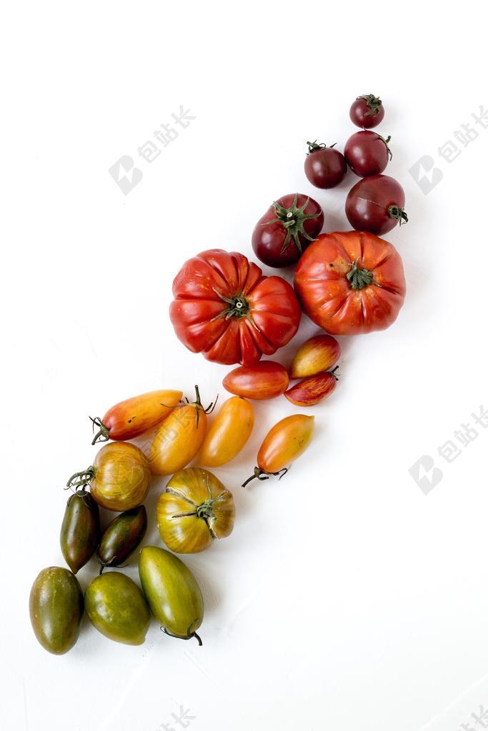 彩色的新鲜番茄背景图片