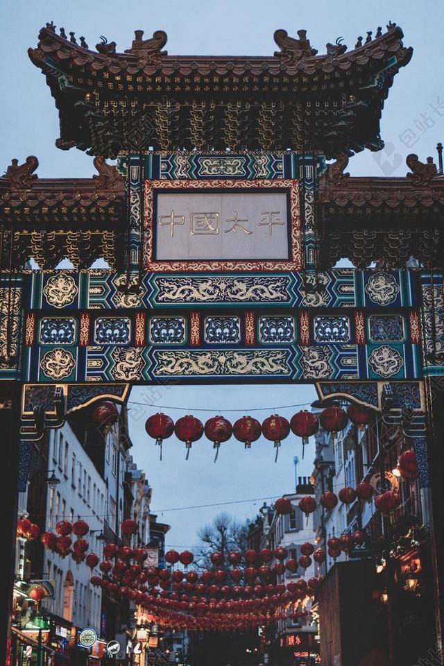 中国传统的门楼背景图片