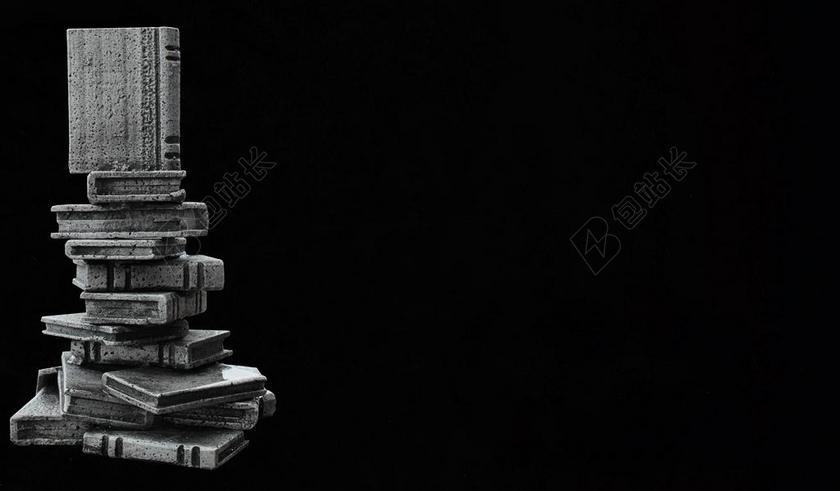 灰色的书本雕像背景图片