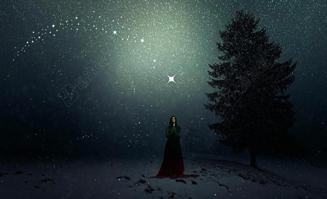 冬天 降雪 女子 圣诞节 费 童话故事 祈祷 超现实主义