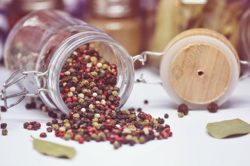 胡椒 豆类 香料 罐 成分 颜色 食品 玻璃 玻璃 烹饪