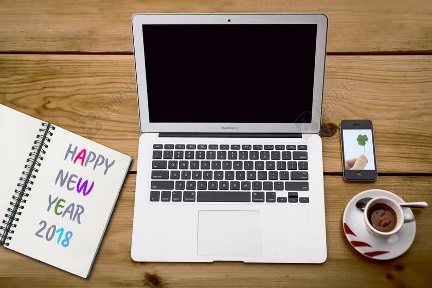 白色办公简约电脑咖啡笔记本背景图片