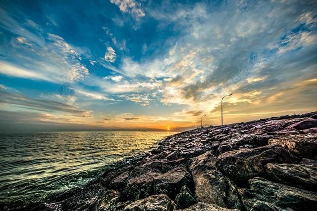 天空 日落 海 自然 水 海边 多云 庞提安 马来西亚