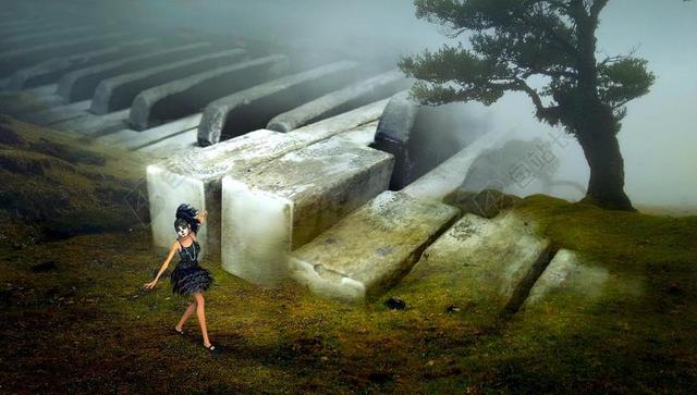 绿色的草地和女人背景图片