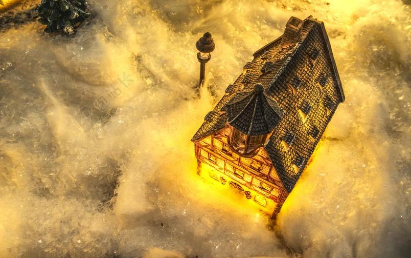 圣诞节 模型 圣诞村 雪 艺术 顶视图 首页 照明 心情