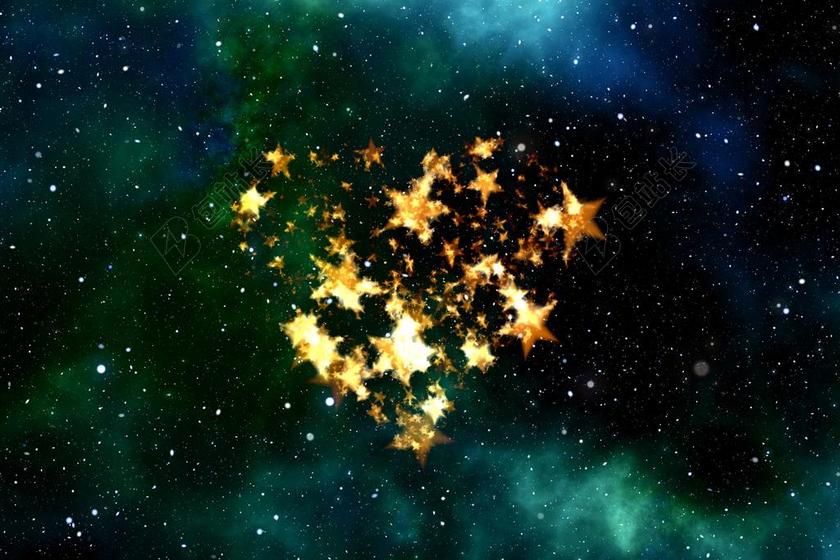 星空里的金色五角星背景图片