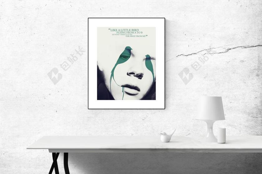 墙上的女人照片背景图片