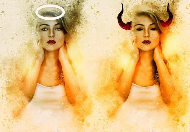 天使 魔鬼 天使和恶魔 天使恶魔 好 撒旦 圣 恶魔 牛角