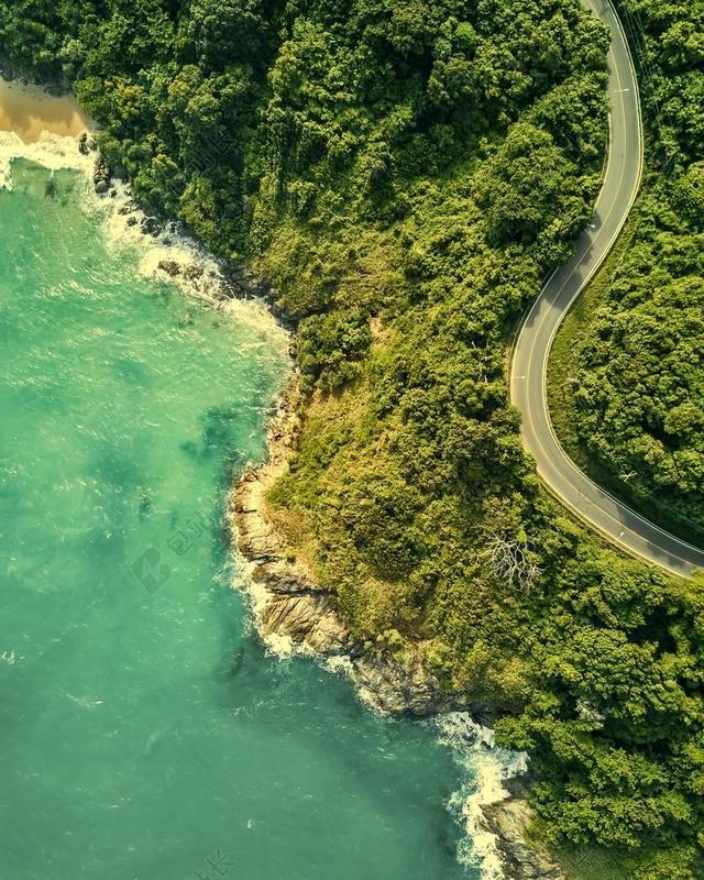 泰国 空中的视图 海 海洋 海岸线 海岸 森林 树 伍兹