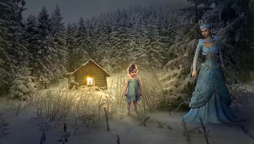 童话故事 幻想 森林 首页 皇后 孩子 女孩 夜 光 冬天