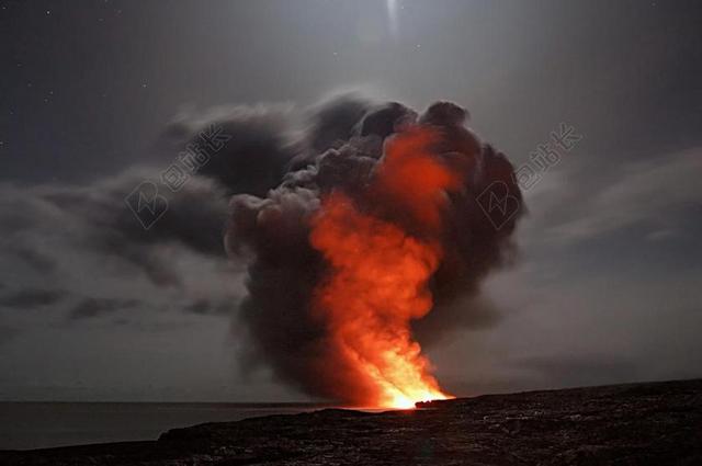火山 夏威夷 岩浆 云 灰 水 海洋 喷发 岛 地质