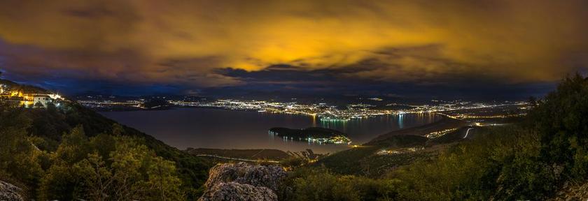 湖 城市 岛 云 性质 夜晚 山区 约阿尼纳 风光 灯火