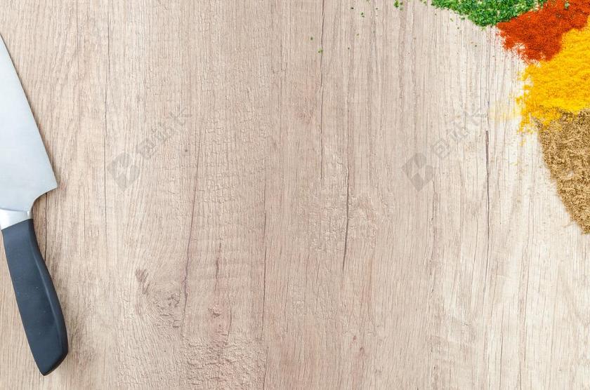 姜黄 木材 表 纹理 吃 食品 刀 印章 成分 胡椒